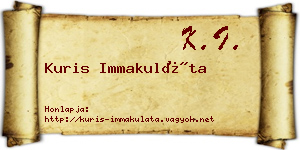 Kuris Immakuláta névjegykártya